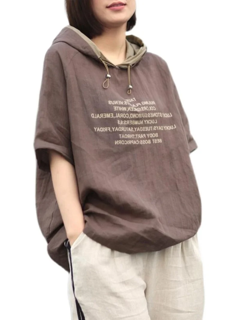 

Повседневная толстовка из хлопка и льна ort Sve, женская футболка Boting irt размера плюс, удобная дышащая корейская футболка весна-лето...