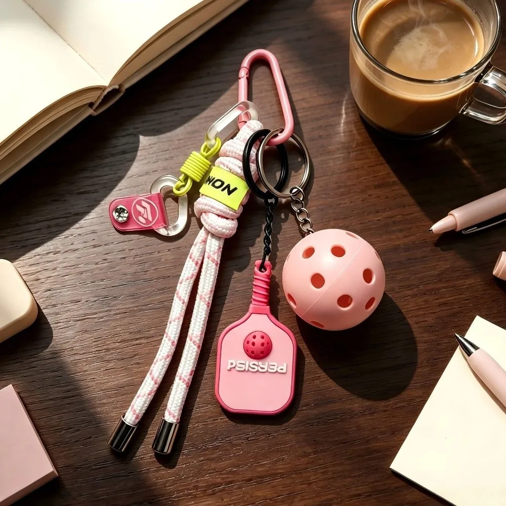 New Dopamine Pickleball Paddle Keychain Detachable with Buckle Fitness Series Pendant Pickleball Racket Key Ring Bag Charm