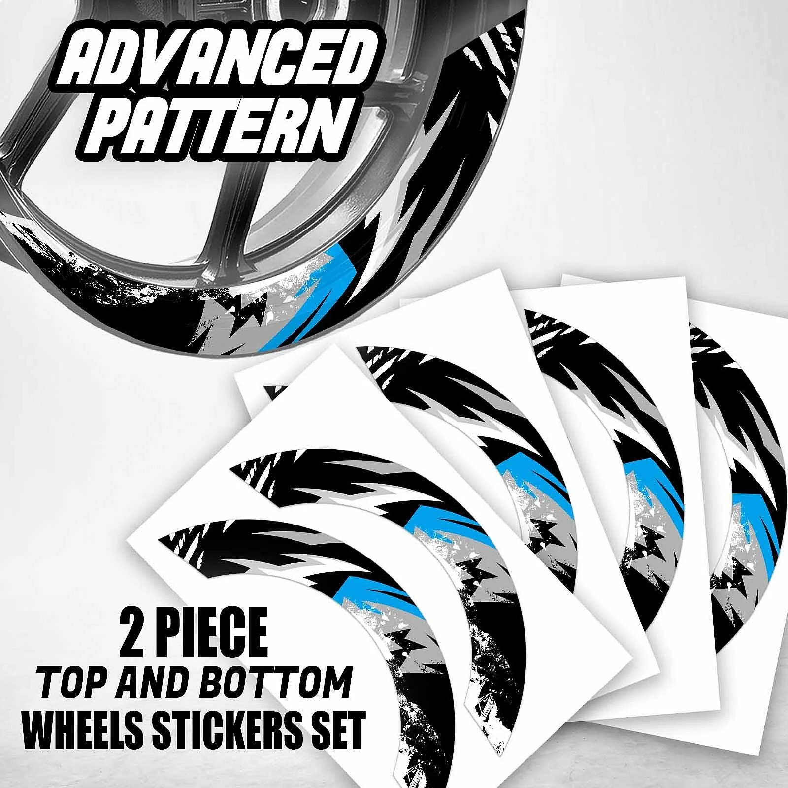 S03B Aqua 2-PIECE Rim Decals Wheel Stickers For SV650 2011-2020 Motorcycle
