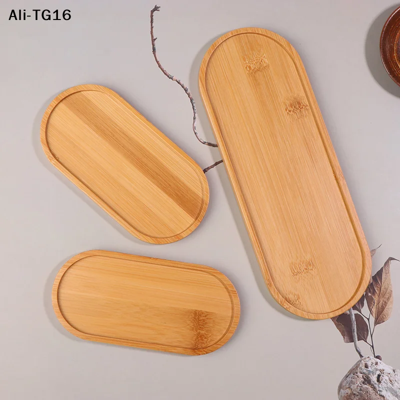 【An1】Bamboo Tray Wood Saucer Flower Pot Tray Cup Pad Coaster Plate For Kitchen Decorative Plate Creative Coaster Coffee Cup Mat