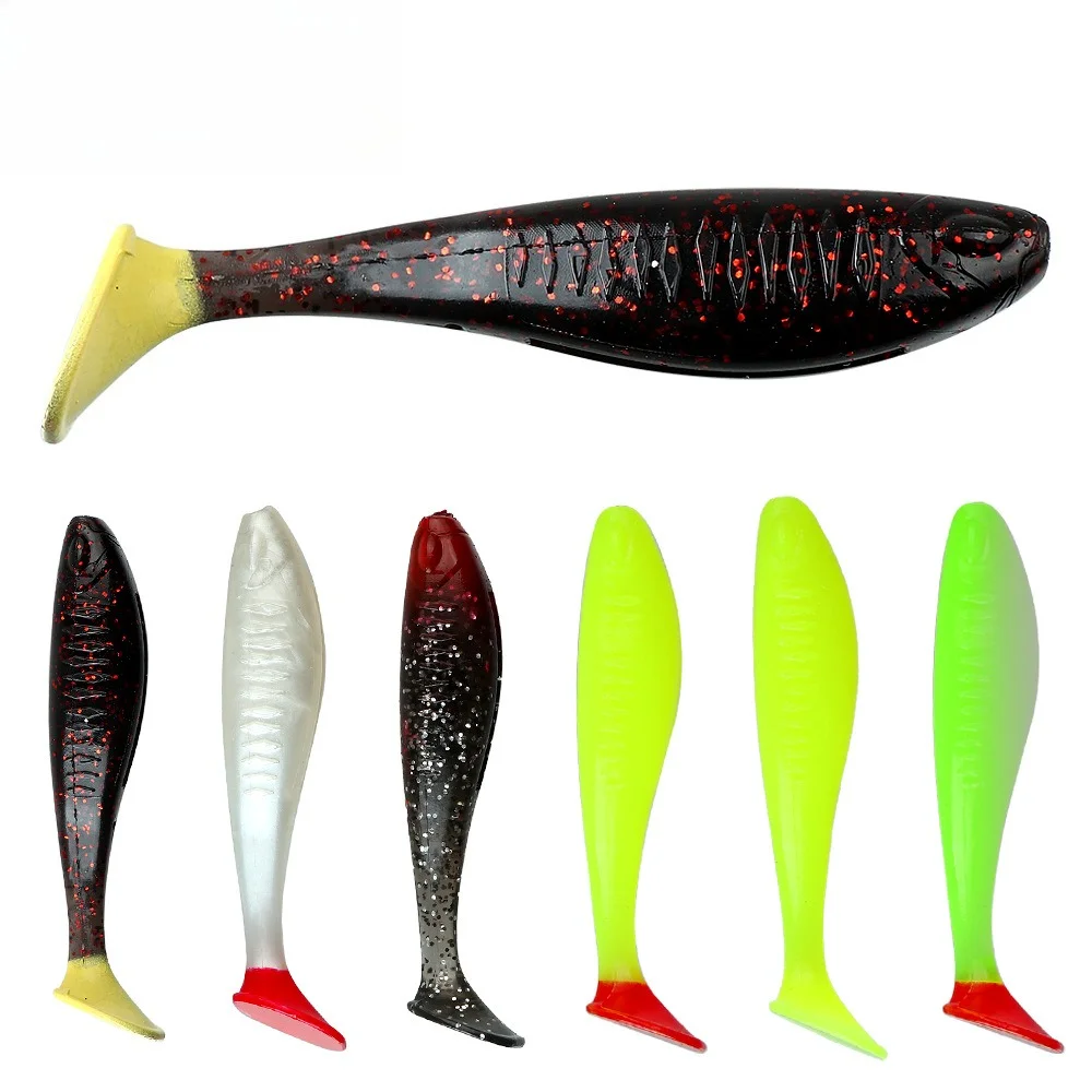7-teiliges Set Schwimmende Weichköder 7cm 4,5g T-Schwanz Weichwürmer Hochelastische Kunstköder Salzwasser-Angelköder Angelausrüstung
