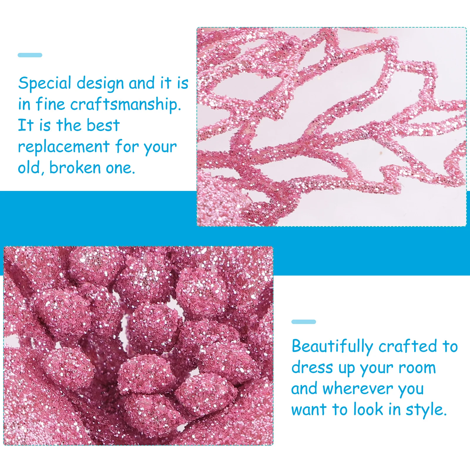 

20pcs Simulation Christmas Artificial Flower Glitter Powder Festive Decorative Fake Flower For Xmas Tree Home Wedding Party