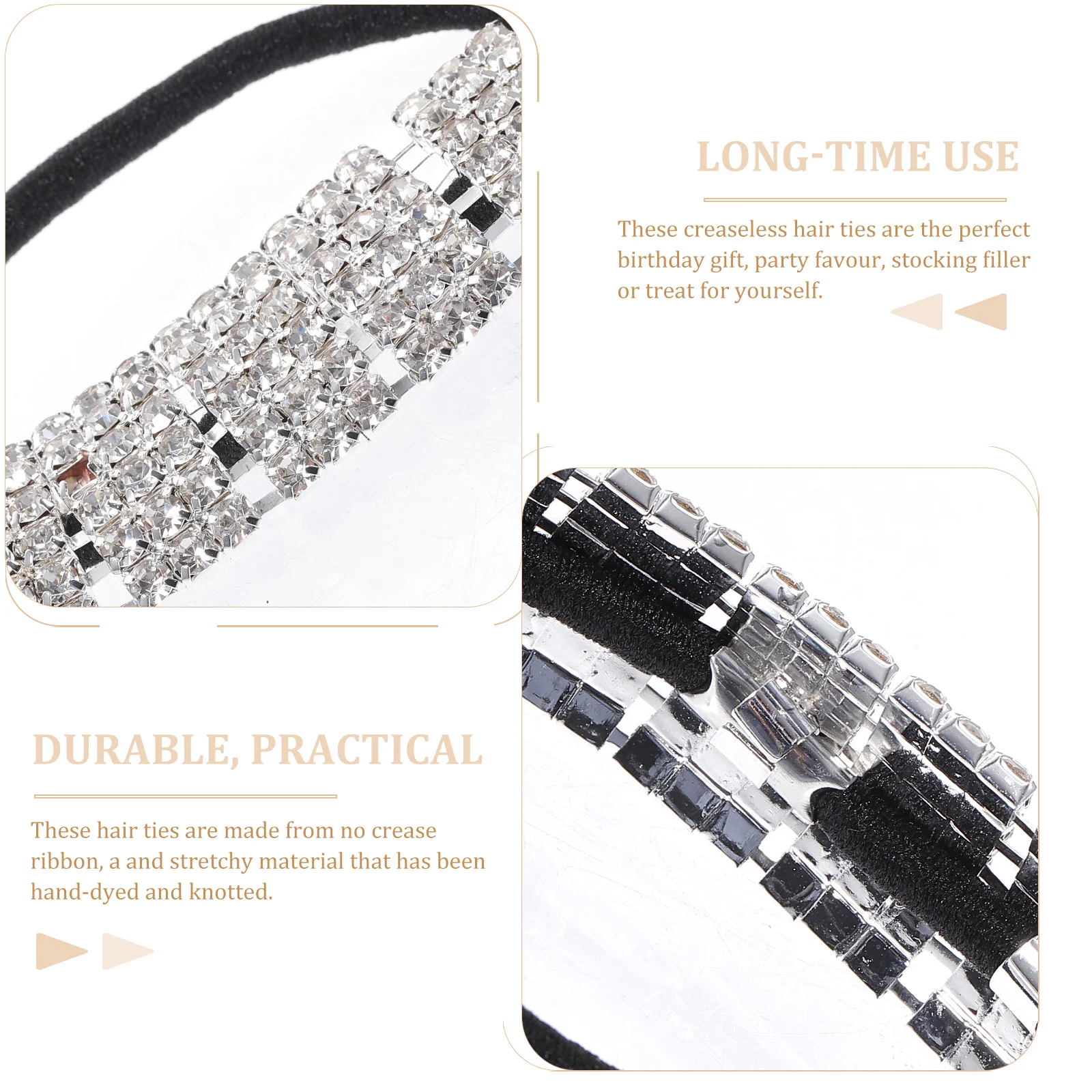 

Elastic Ties No Crease Ribbon Stretchy Ponytail Holders Rhinestone Hair Bands For Girls Women Sparkling Accessories Hair