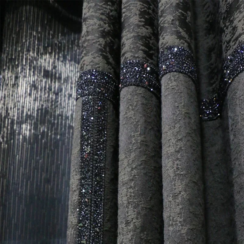 American  Luxury Thick Jacquard Cotton Linen Curtains for Living dining room  bedroom Modern Nordic Blackout Curtain Custom