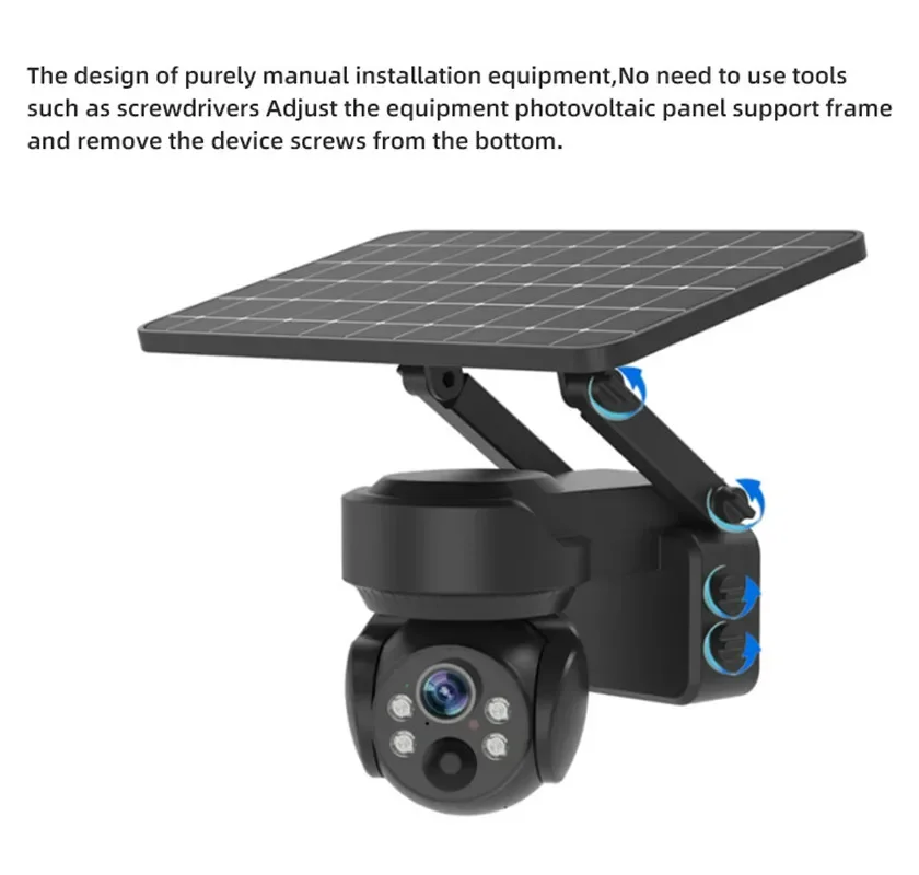 1080MP Solar Wireless PTZ Security Camera Built-in Battery 6W Solar Panel Micro SD Card PIR Detetion Voice Intercom APP Alarm