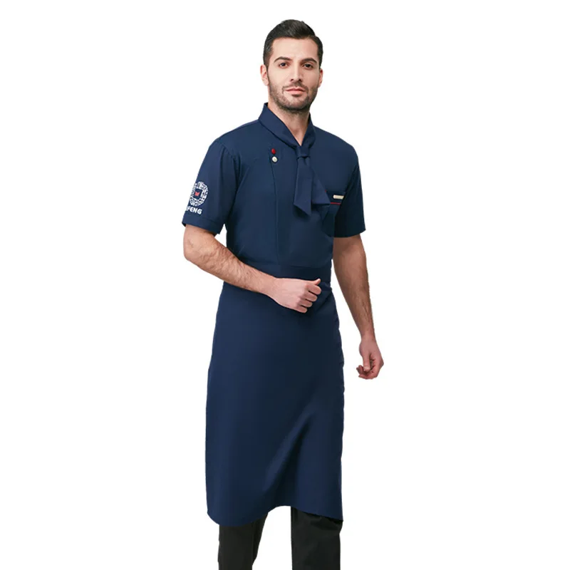 Overalls Men's Summer Catering Restaurant Ding Room Kitchen Clothes Hotel Chef Breathable Clothing Short Sleeve Thin