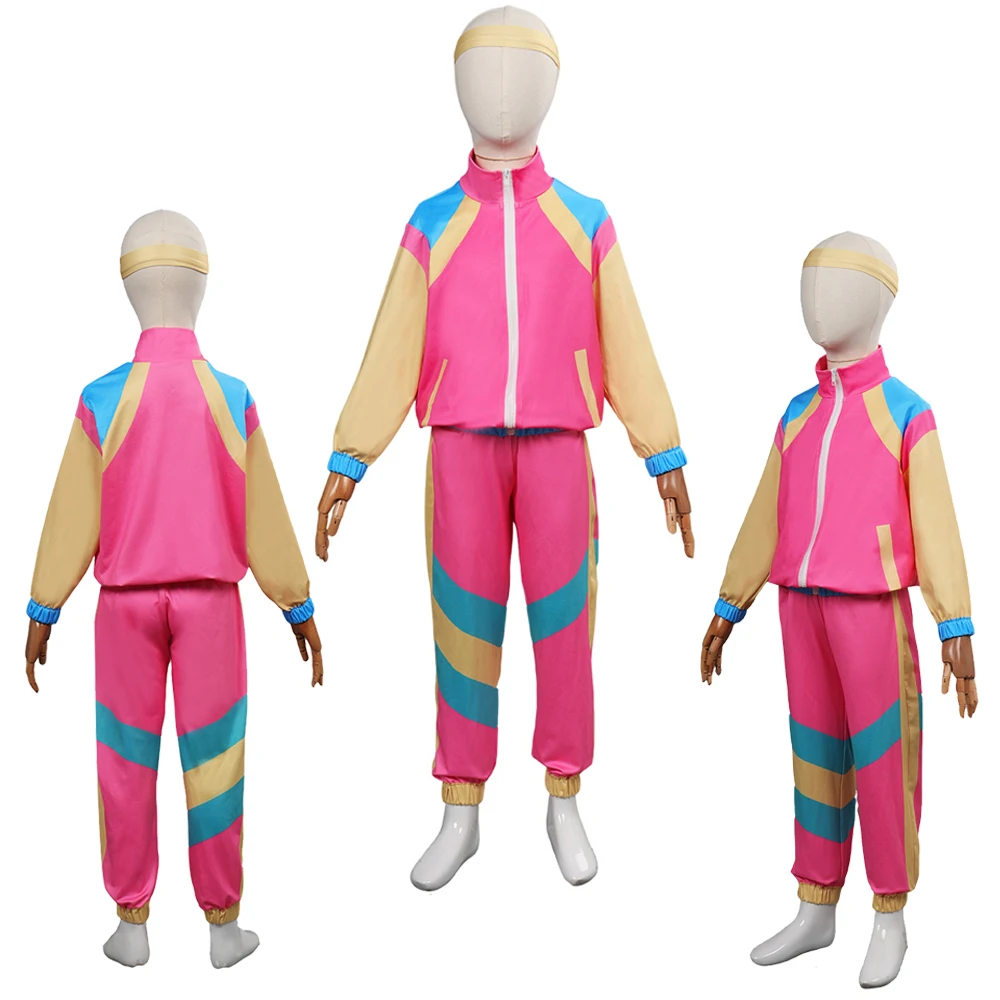 Retro anni '80 anni '90 discoteca Cosplay bambini Retro Dance Hip-Hop Costume bambini Roleplay travestimento top pantaloni abbigliamento sportivo abiti di Halloween