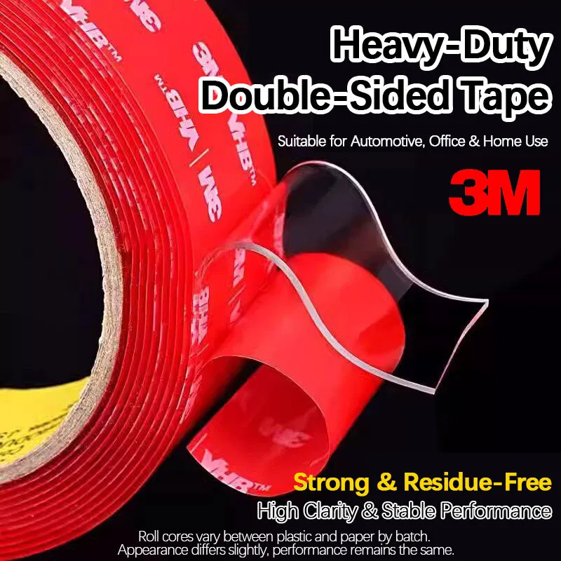 3M Clear Double Sided Tape Strong VHB Adhesive Tape Drill Free Wall Friendly High Viscosity for Car & Household Mounting Use