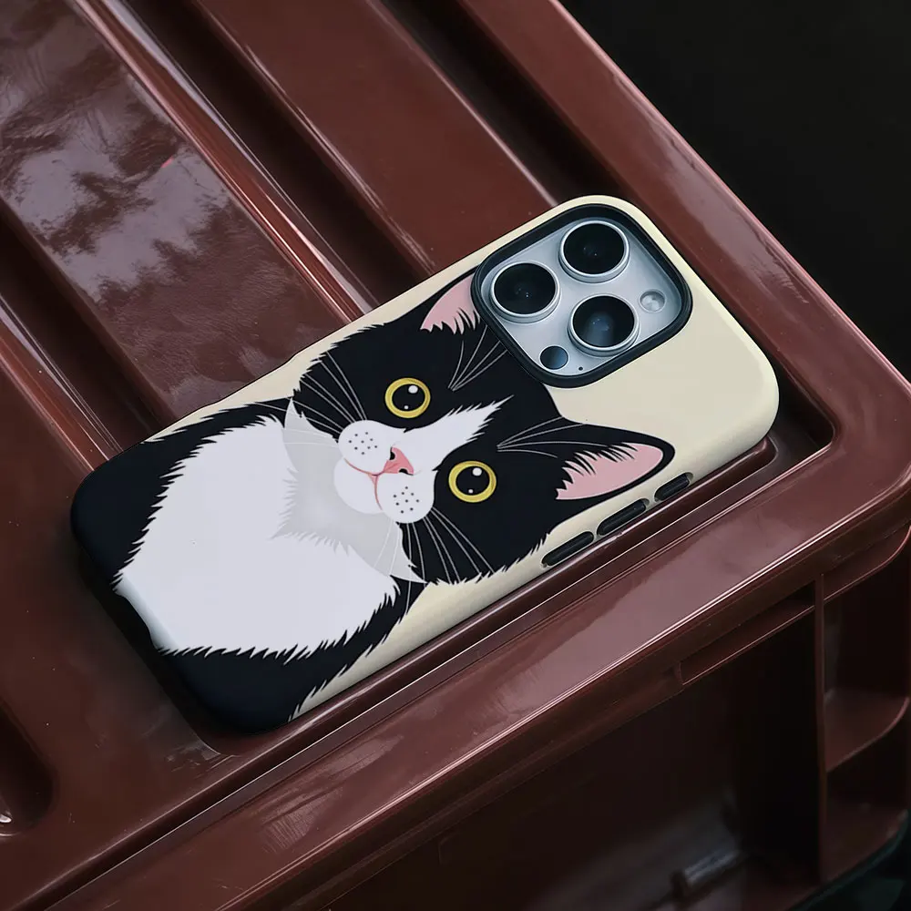 Tuxedo Cat Portrait Phone Case for iPhone 18 17 16 15 14 13 12 11 Air Pro Max Plus Double-layer Cover view 6