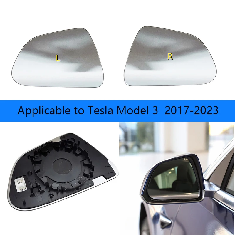 Car Left/Right Side Heated Mirror Glass for Tesla Model 3 2017-2023 Car Reverse Lens Rearview Mirror