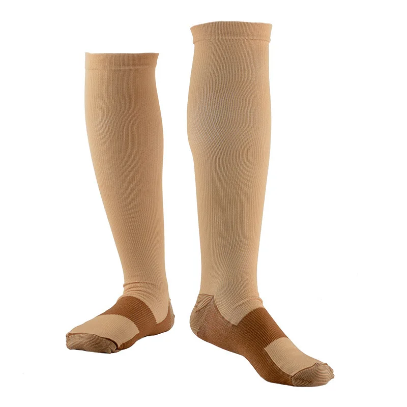 Unisex Copper Compression Stockings Women Men Anti Fatigue Pain Relief Compression Socks Nylon Varicose Vein Knee High Stockings