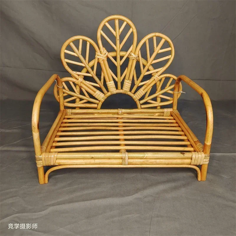 Vietnam-Sourced Rattan Bench-Newborn Photography Props Practical Posing Furniture for Studio Photo Shoots and Baby Growth Record view 4