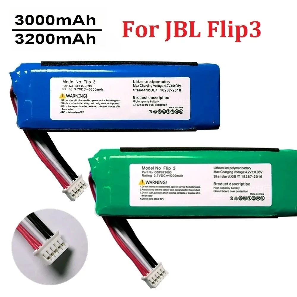Battery for JBL Flip 3 Flip3 3000/3200mAh GSP872693 P763098 03 Player Speaker Rechargeable Battery