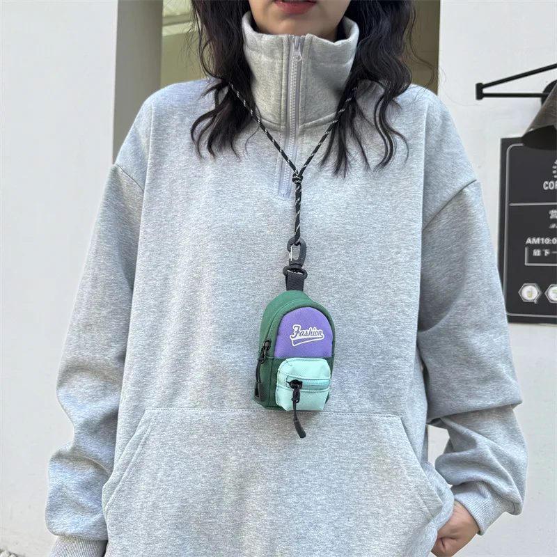 Мини-сумка на шею для мальчиков и девочек, милая нагрудная сумка с подвеской и несколькими карманами, детский студенческий подвесной кошелек на шею