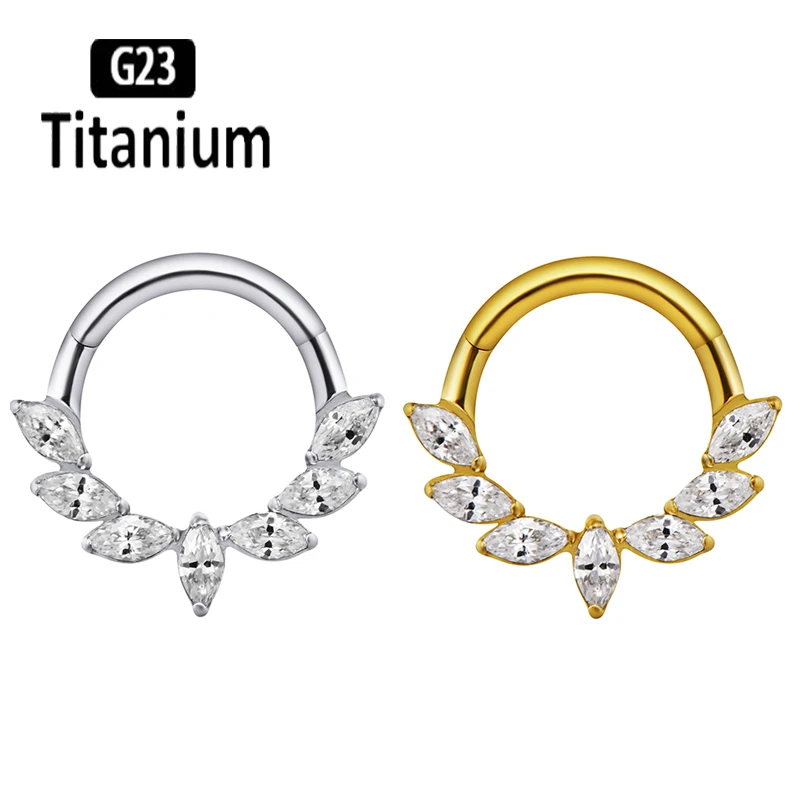 

G23 Titanium Piercing Nose Ring Septum Hoop CZ Earrings Clicker Tragus Helix Lobe Nipple Ring Ear Nose Piercing Body Jewelry 16G