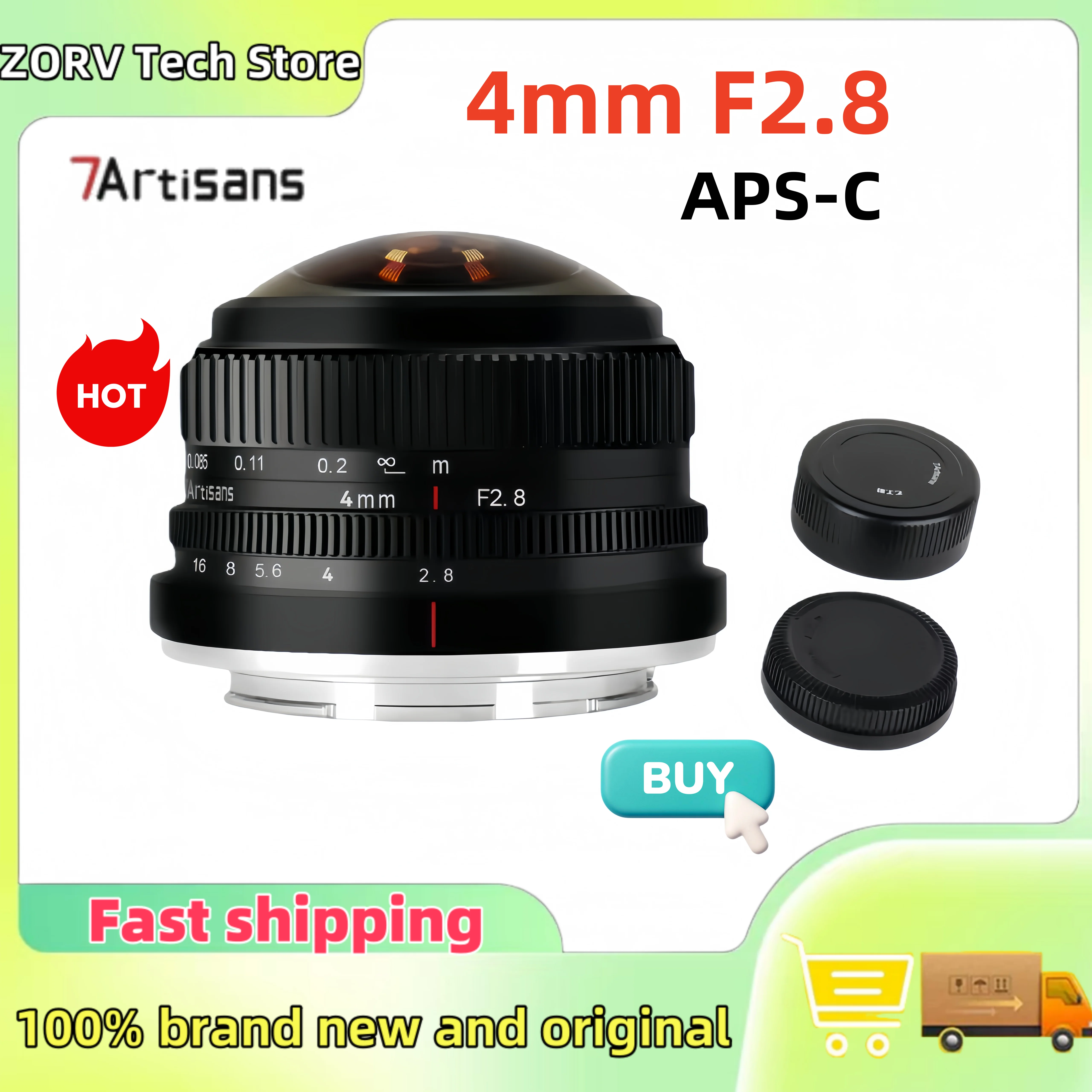 7Artisans APS-C 4 мм F2.8 «рыбий глаз» сверхширокоугольный объектив с ручной фокусировкой Prime для Sony E Mount Panasonic M4/3 Olympus Fujifilm X