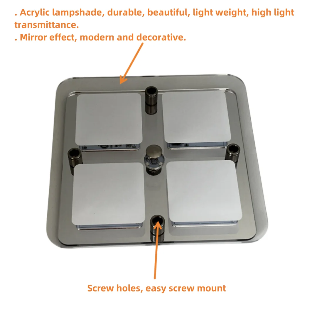 Panel de luz acrílico cuadrado LED RV de 12V con interruptor de atenuación de encendido/apagado táctil para caravana, camión, remolque, cabina, techo Interior