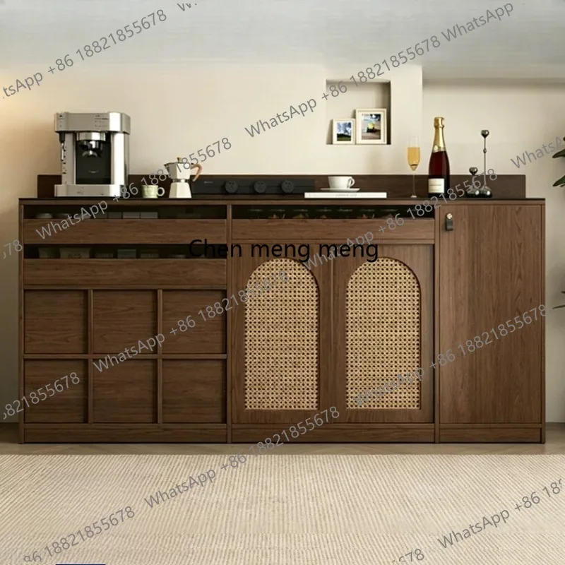 

Medieval rattan dining side cabinet against the wall integrated layered locker kitchen push-pull free combination cabinet