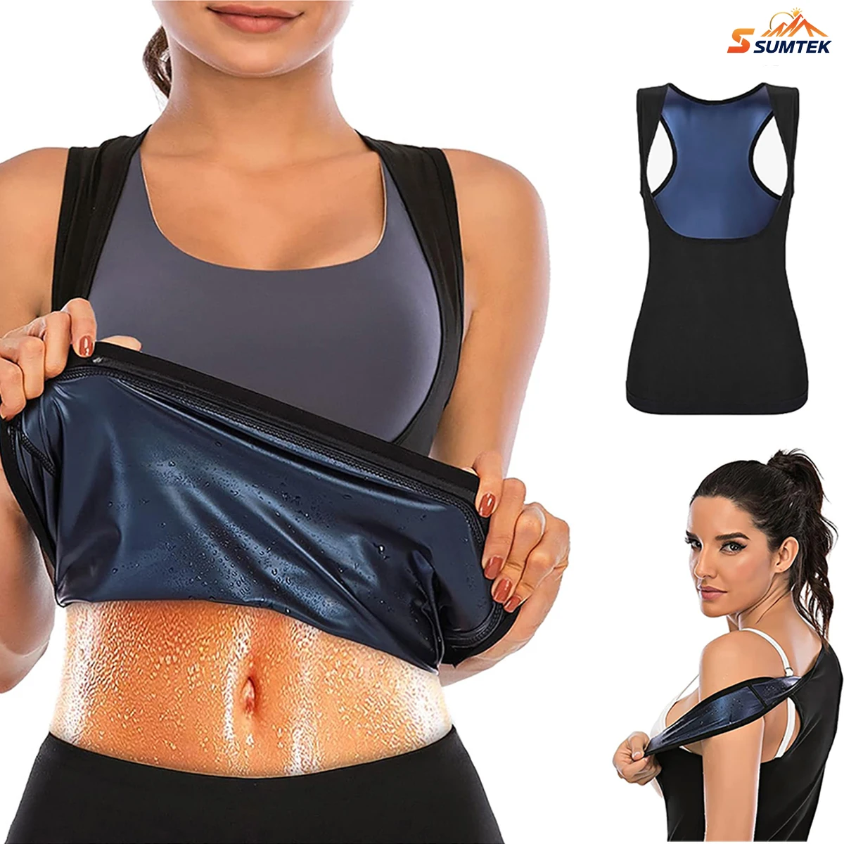 

Sauna Sweat Vest Elastic Knit Fabric,Perfect for Exercise & Fitness,Fitness Apparel Sporty Design Stretchy Material