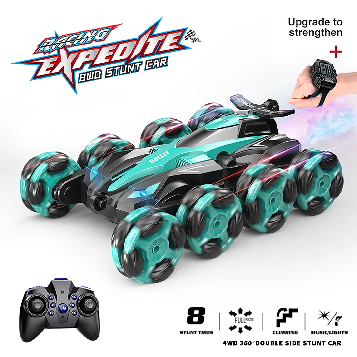 8-Wheel Gesture Sensing Remote Control Transforming Climbing Car Toy with Spray Drift & Stunt Rolling Features Boys Gift