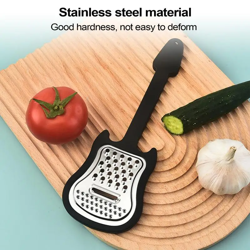 Handheld Fruit Grater Stainless Guitar Shape Metal Cheese Grater Comfortable Grip Kitchen Grater Fruit Pulp Crusher For Citrus