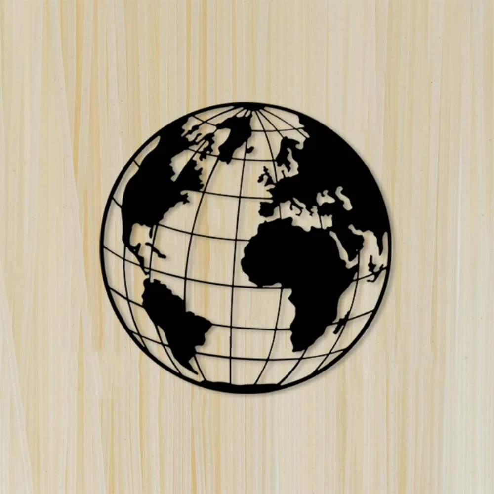 CIFBUY Sculpture murale en fer, globe terrestre en métal, décor vintage carte du monde, pour bureau, coin de voyage, amoureux de la géographie, bureau à domicile
