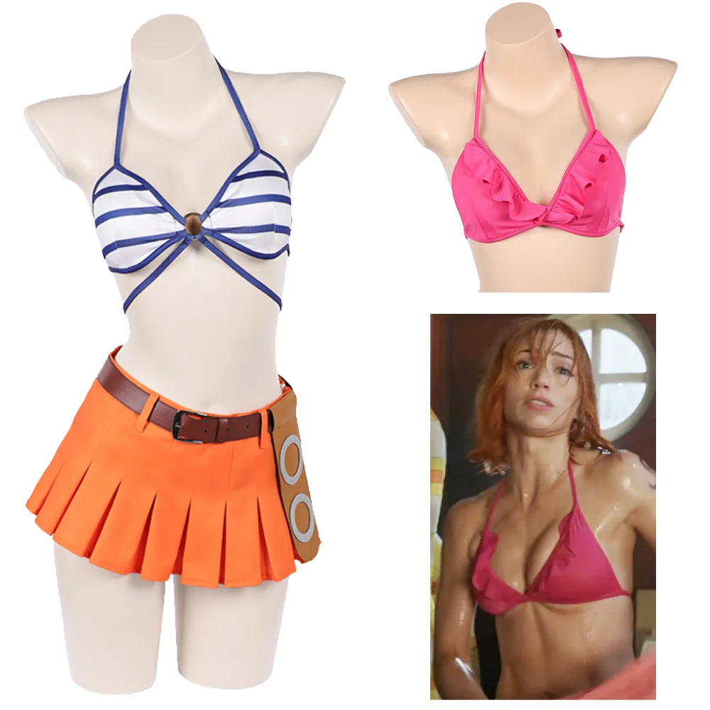 Nami Cosplay Kostüm für Erwachsene Frauen Mädchen Sexy Badeanzug Bademode Schwimmanzug Bikini Outfit Halloween Karneval Verkleidung