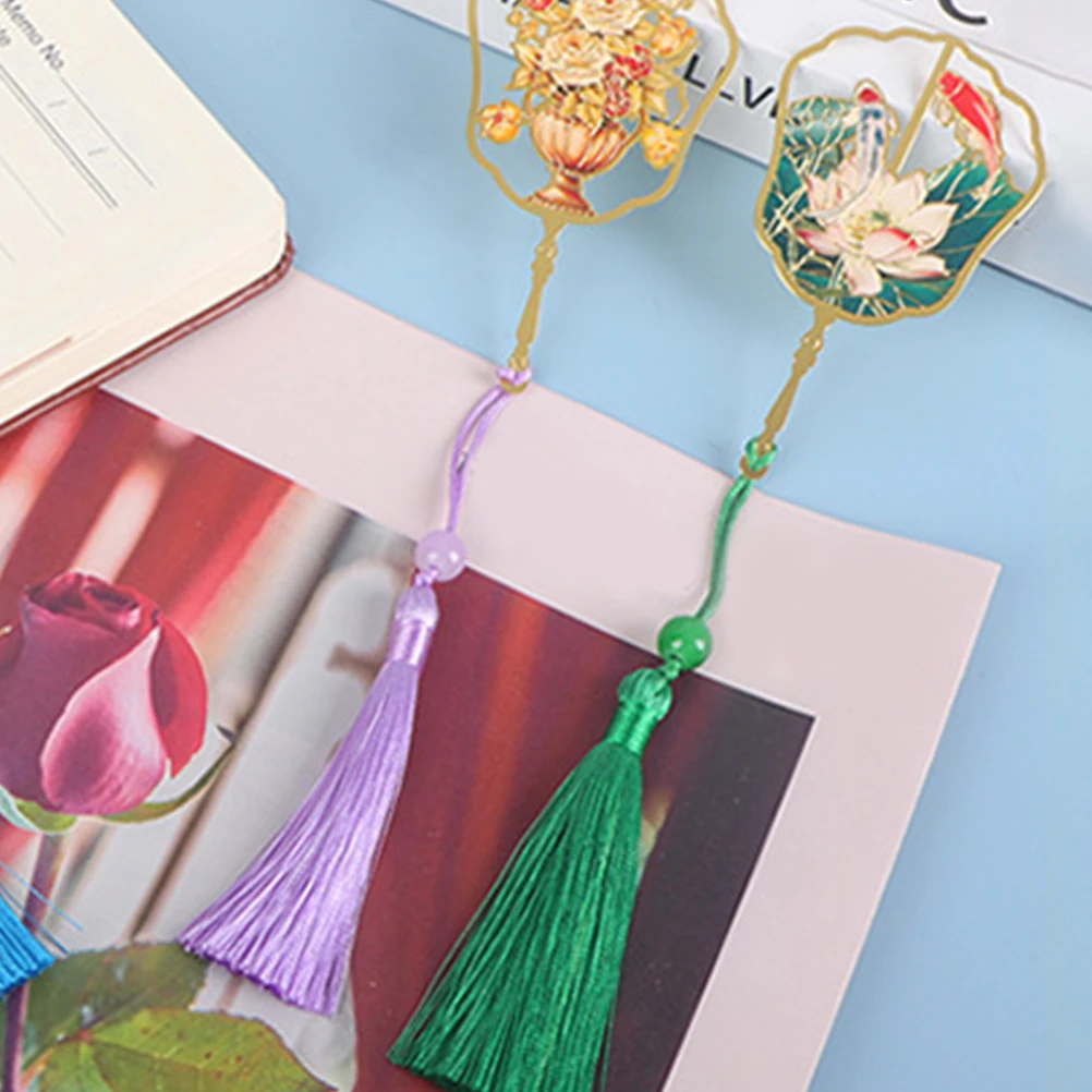 

Metal Bookmark Chinese Style Hallow Lotus Copper Bookmarker Students Gifts Tassel Decorative Wedding Souvenirs Business Craft