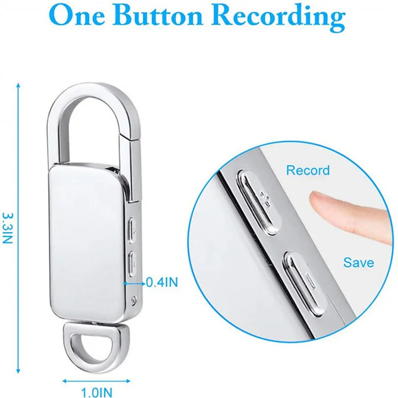 Mini Voice Recorder 128G Long Recording Keychain Sound Audio Recorder Noise Reduction One-button Recording Dictaphone MP3 Player