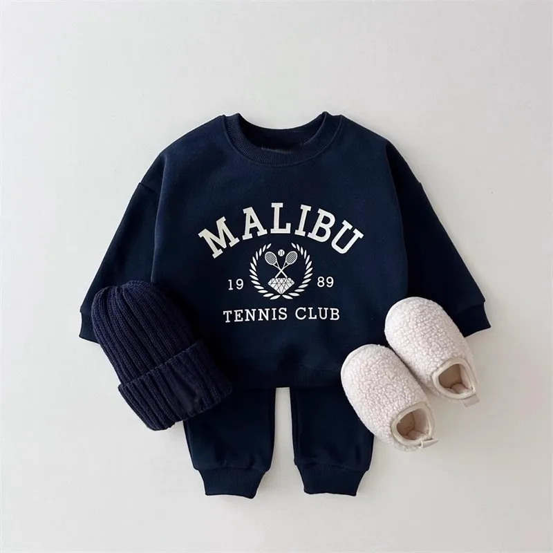 Autumn Winter Outfits Baby Letter Print Tracksuit Boy Girl Children Casual Tops + Pencil Pants 2pcs Infant Cotton Sweatshirt Set