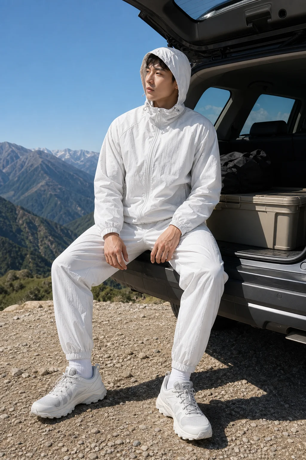 Hot Sale of The Season Men's High-End Hooded Sun Protection Clothing Set Summer Loose Casual Versatile Thin Breathable Outerw