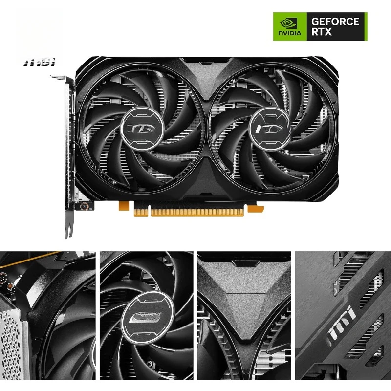 GeForce RTX 4060 Ventus 2X Black 8G OC Gaming Graphics Card - 8GB GDDR6X, PCI Express Gen 4, 128-bit, 3X DP v 1.4a, HDMI 2.1