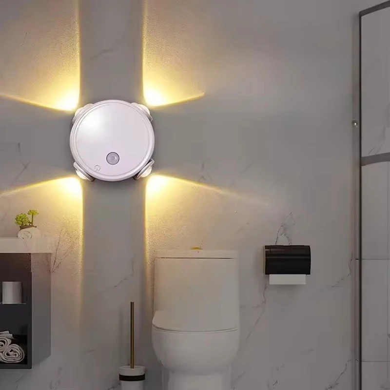 Smart Motion Sensor Wall Lamp 4 Head RGB Gradient Night Light Magnetic USB Charging Modern Corridor Ambient Lighting