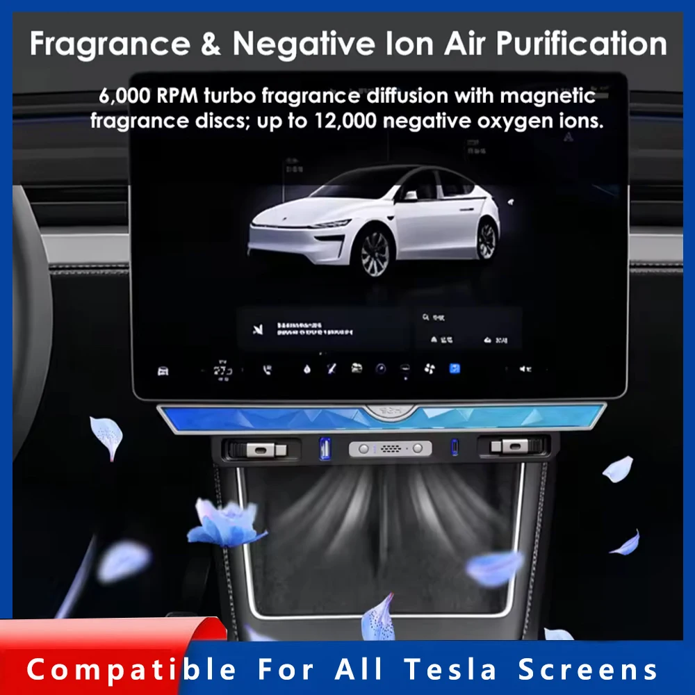 New Fragrance Expansion Dock Station for Tesla Model 3 Y X S YL Y Juniper All Range 45W Fast USB Charging Hub with Ambient Light