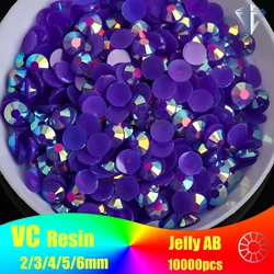 Gelatina AB Viola Resina Strass Bulk Creazione Gemme Per Unghie Arte Fucsia Cristalli Acrilici Non Hotfix All'ingrosso 2/3/4/5/6mm