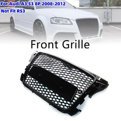 Car Front Bumper Grille For Audi A3 S3 8P 2008-2012 Glossy Black Racing Grilles Upper Grille RS3 Style Honeycomb Grill Cover