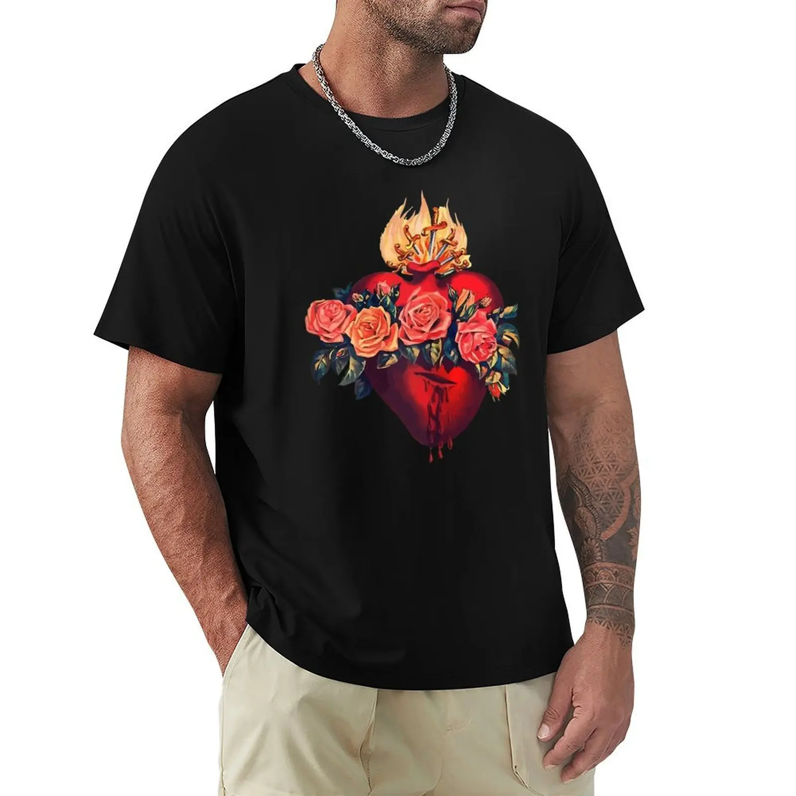 Immaculate Heart of Mary Shirt Vintage Blessed Catholic Art T-Shirt Breathable Lightweight Summer Top