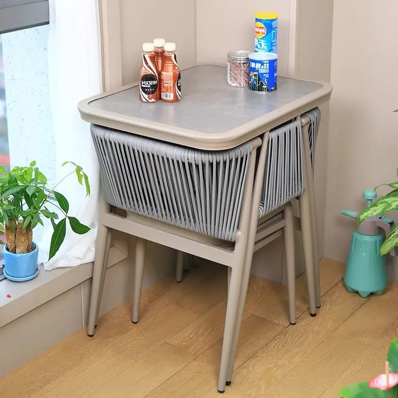 Balcony table and chair combination small apartment rattan chair, simple casual table and chair