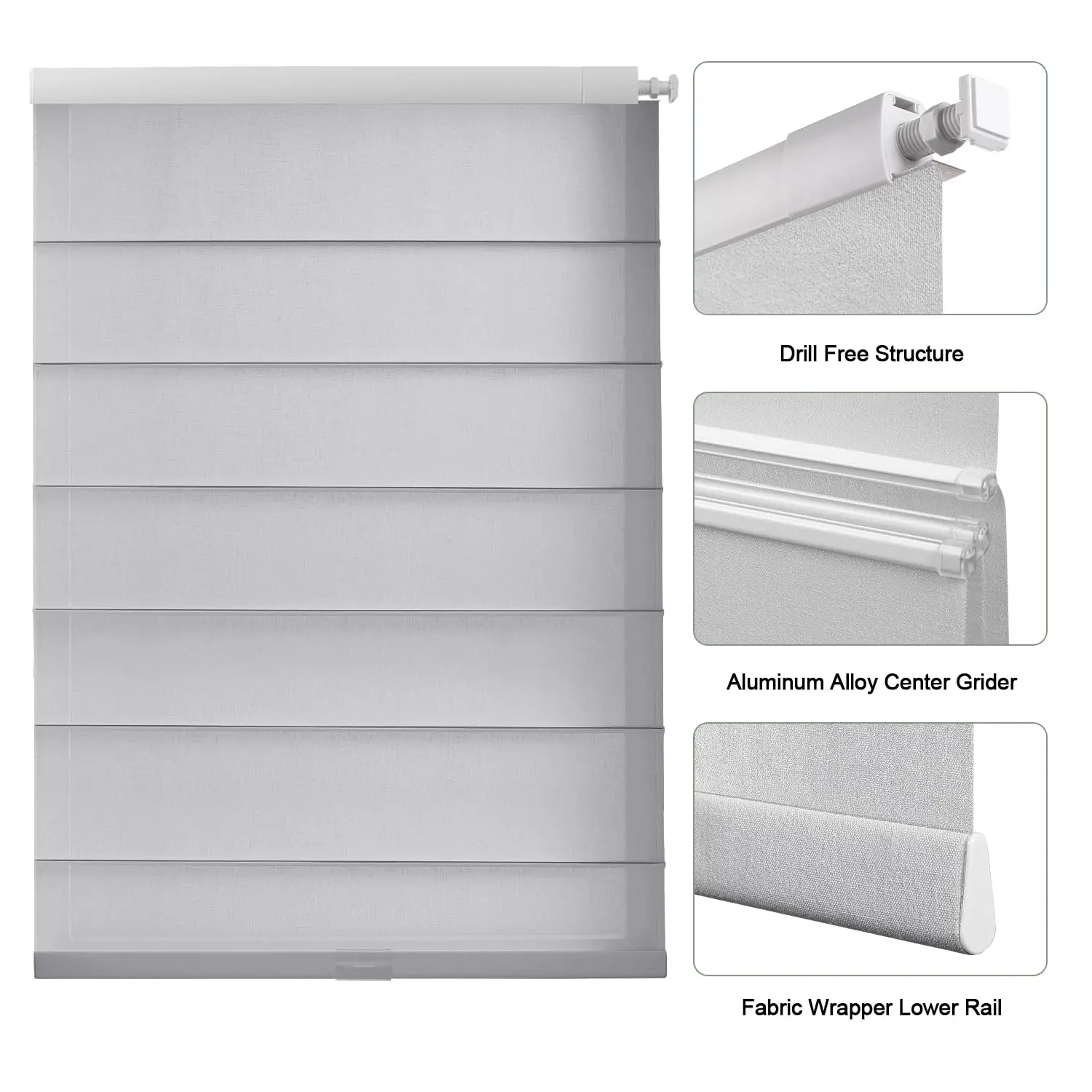 

ZSHINE Custom Size Roman Shades Cordless Light Filtering No Drill Easy Install Polyester Blinds for Bedroom Living Room Study