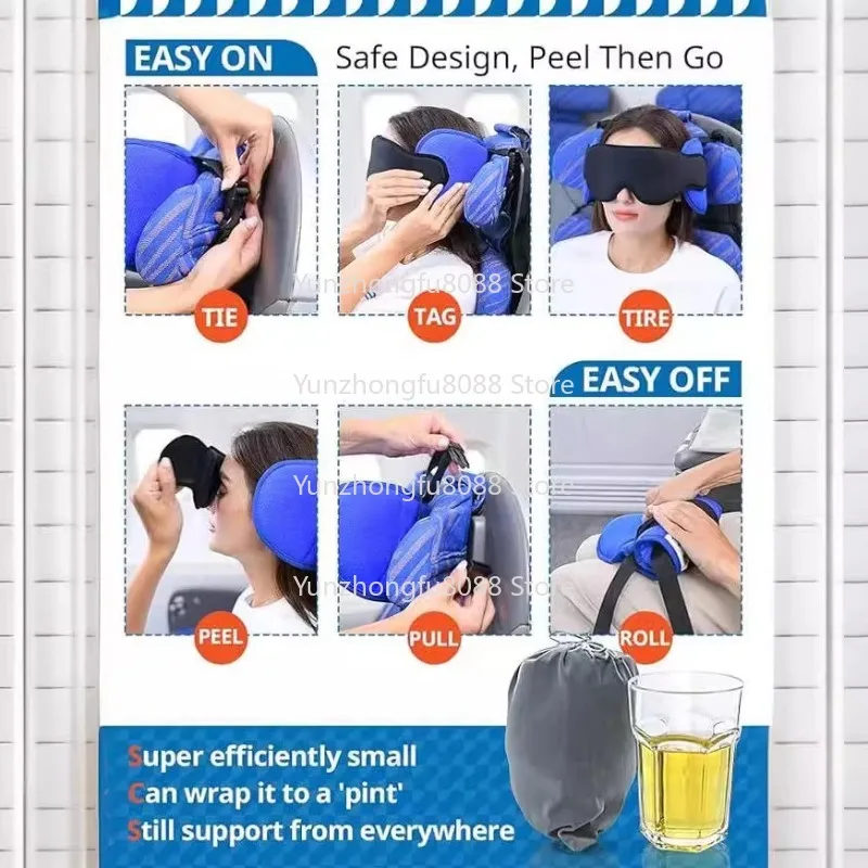 Wrap Head Sleep Neck Pillow Support Prevents Tilt Eye Mask and Chin Support Headrest, Suitable for Aircraft Car Travel view 6