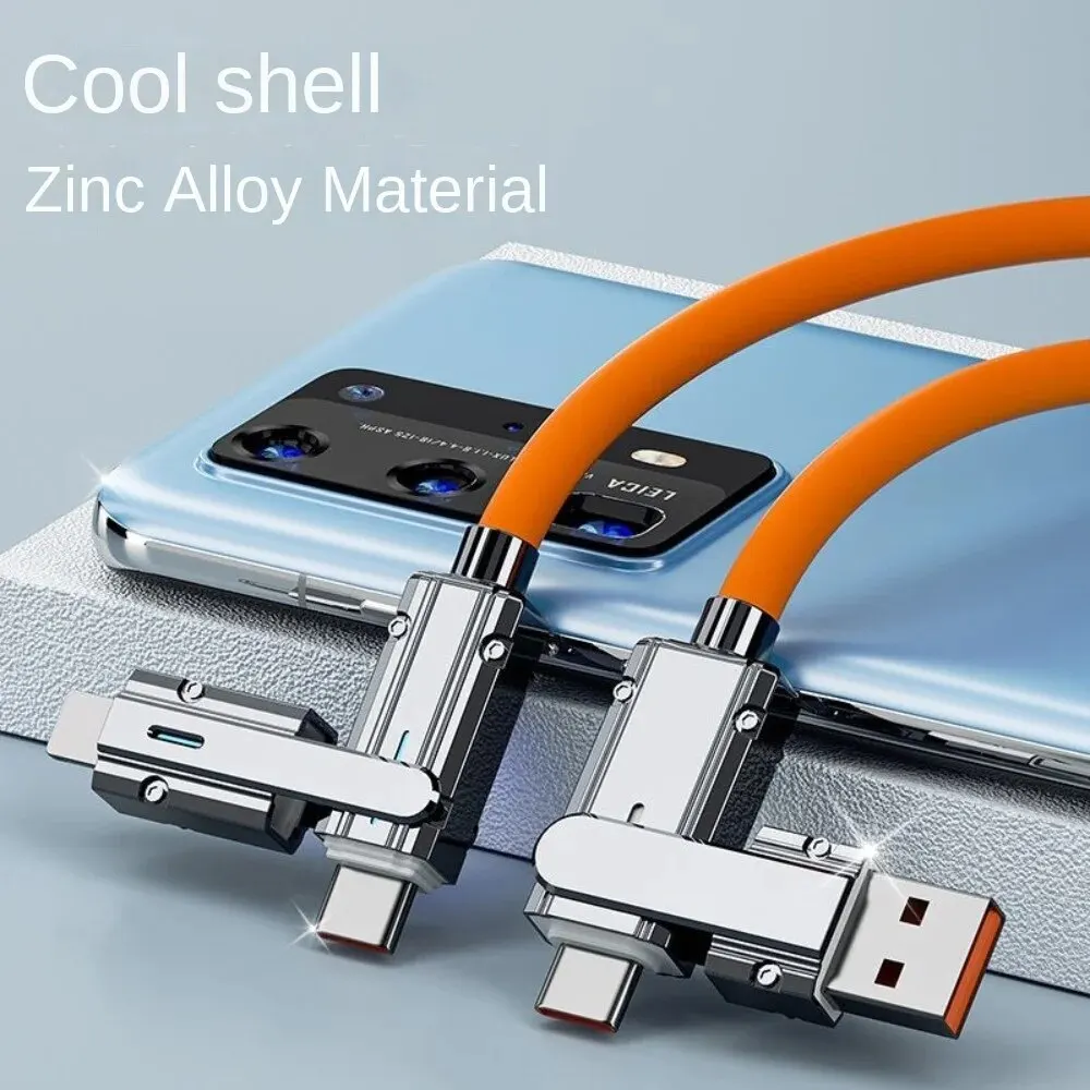 Two-to-two Data Cable 100w Super Fast Charging Zinc Alloy PD Four-in-one Multi-purpose Type-c to Lighting