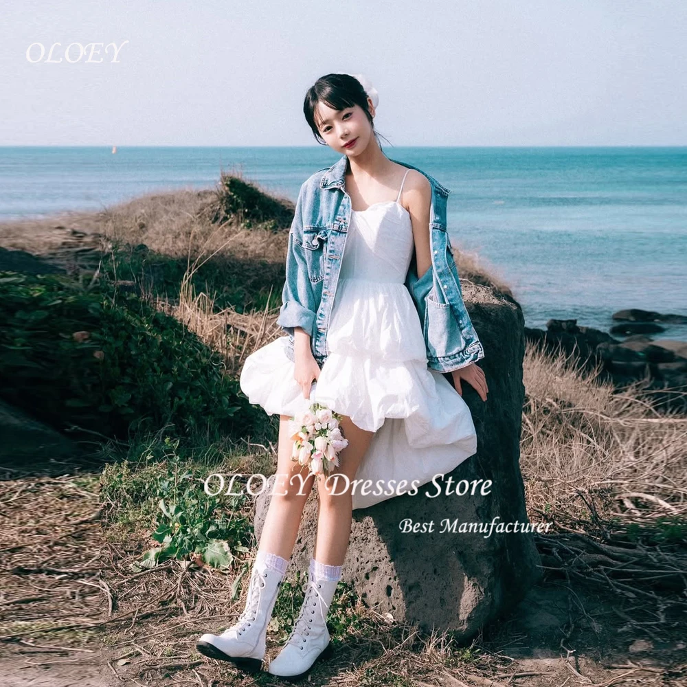 

OLOEY Simple Mini Wedding Dresses 2025 웨딩드레스 New Puffy Dress Spaghetti Strap Korea Wedding Dress Photo Shoot
