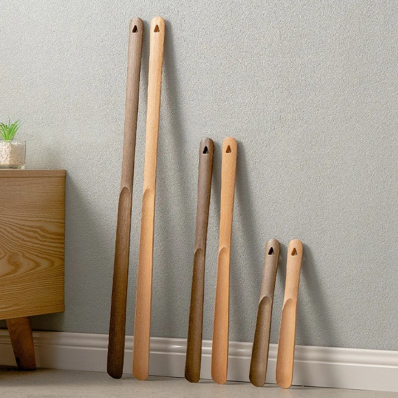 50CM shoehorn Long shoe spoon Wooden Long Handle Horn for shoes Hanging hole design Shoe horn