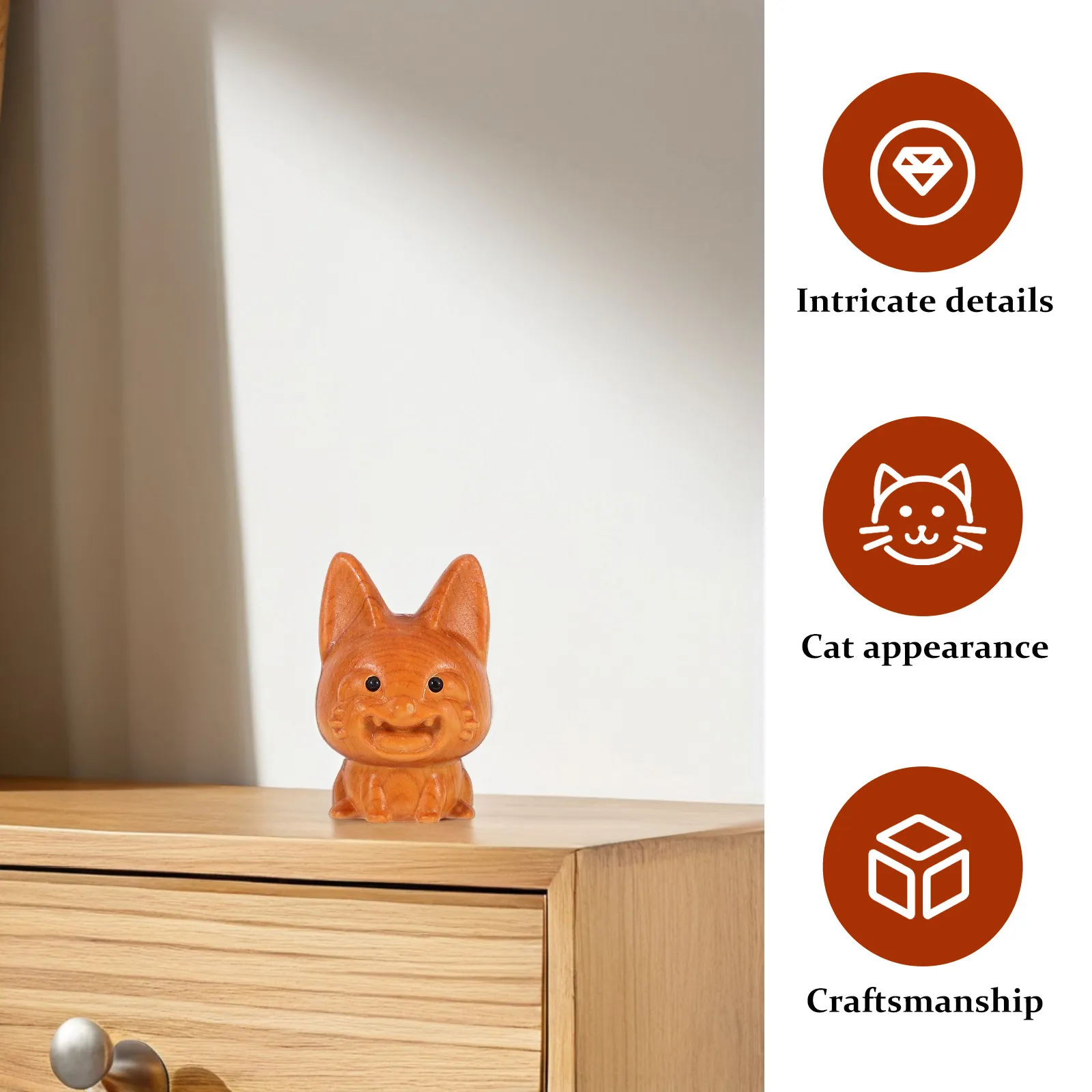 Handcrafted Cliff Cypress Wood Alpaca Statue Unique Natural Grain Animal Sculpture for Living Room Shelf Desk Home Decor