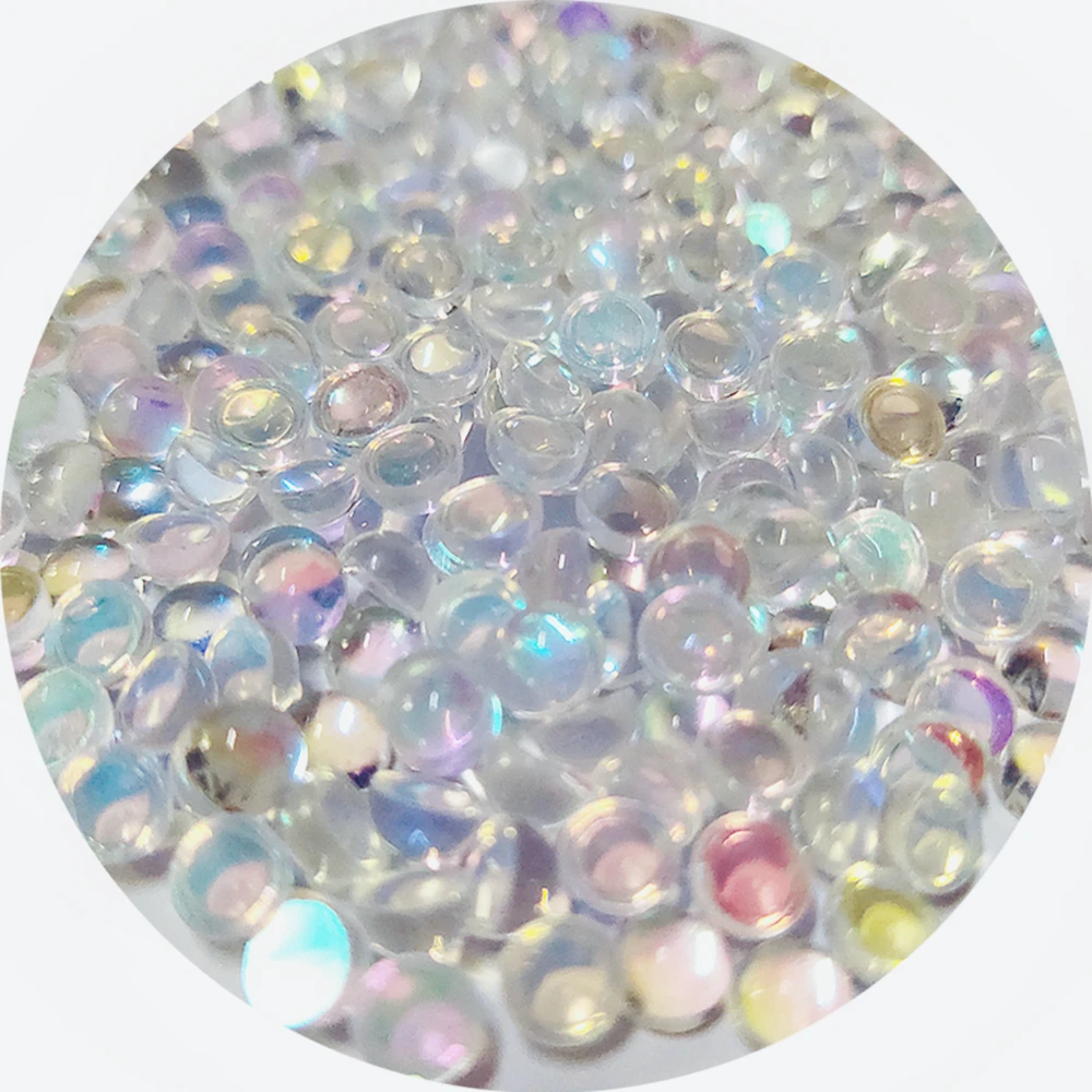 Aurora AB Shiny Crystal Glass Hemispherical Mermaid Beads Non Hotfix Glue On Rhinestones  Nail Art Garment Decorations