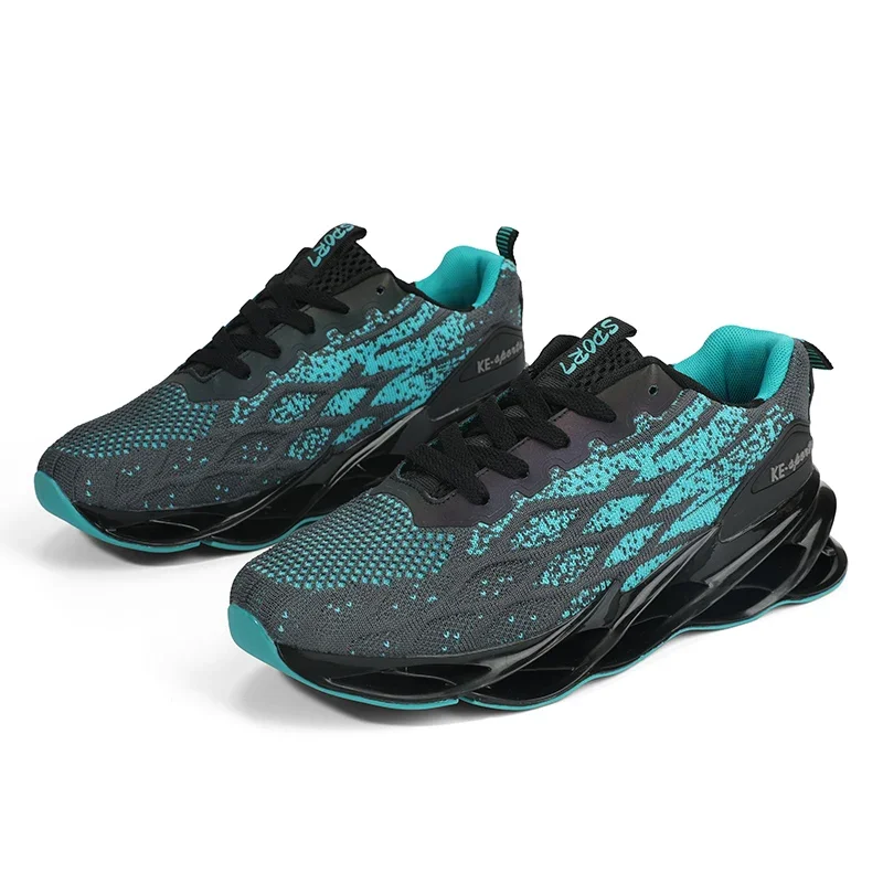 Men's Casual Sports Shoes Fly Woven Breathable TPU Wear-resistant Shock-absorbing Blade Running Shoes Student Trendy Sneakers