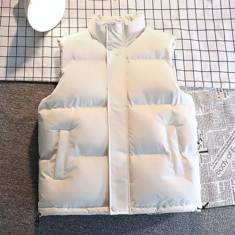 Gilet da uomo giacca autunno inverno piumino di grandi dimensioni giacca senza maniche tinta unita piumino bianco 2023 Streetwear moda uomo