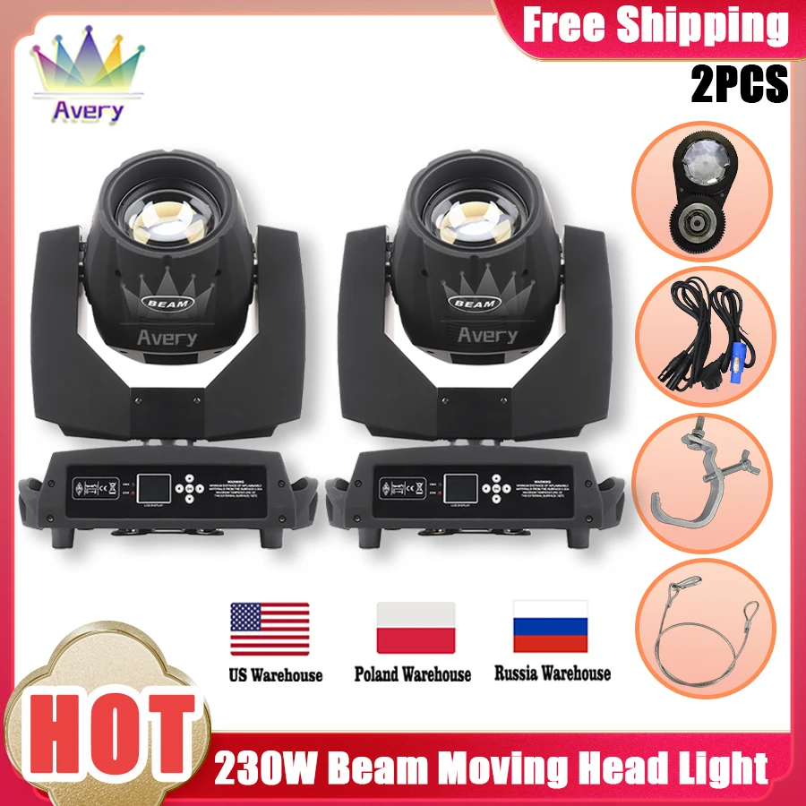 

No Tax 2Pcs 7R 230W Beam Moving Head Light Disco Lights For DJ Club Nightclub Party DMX 17 Gobos 14 Colors Fixture