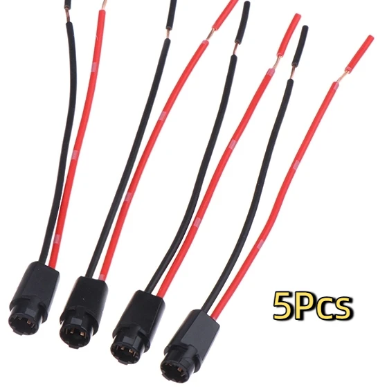 For 1.2W W3W Width Instrument Light Socket LED T5 Light Bulb Plug Extension Cables Harness 5Pcs T5 LED Bulb Holder Socket