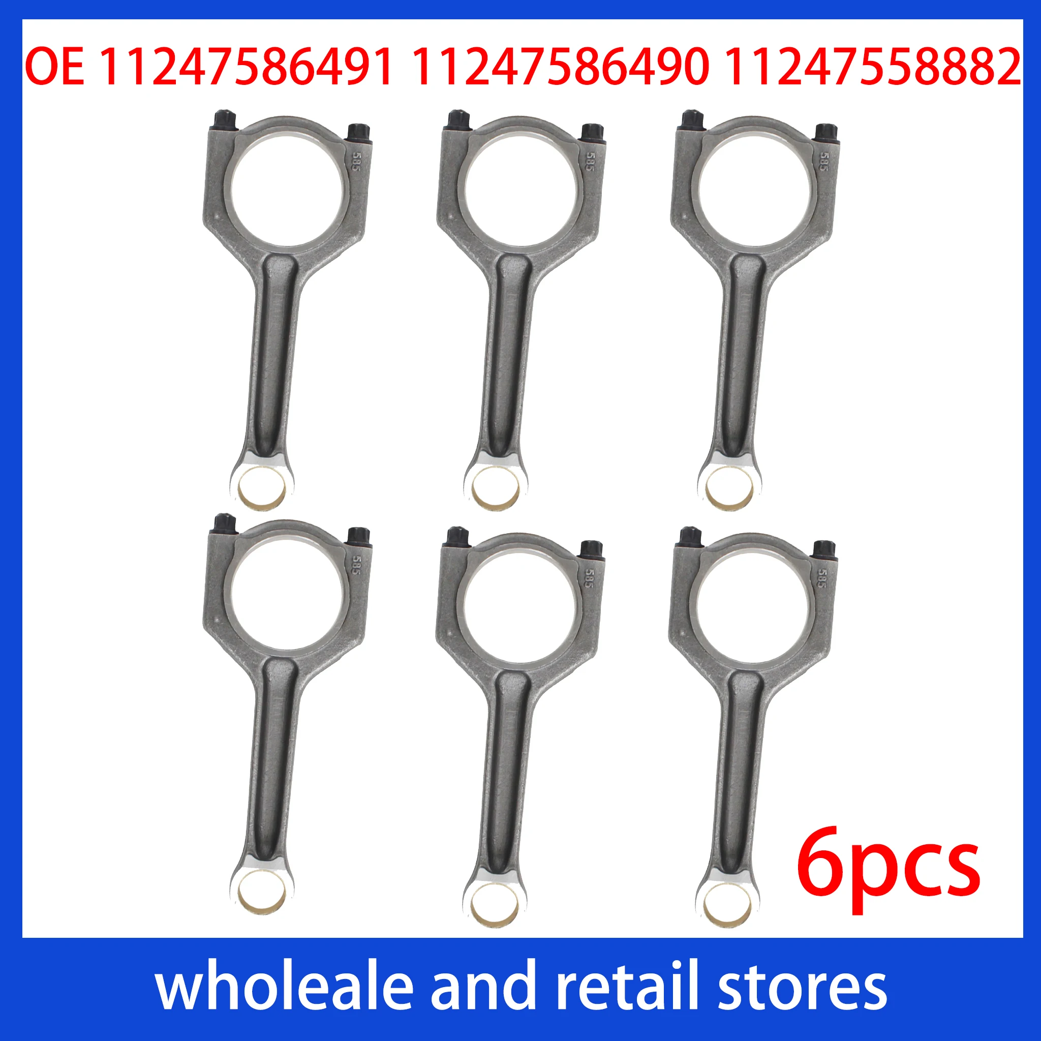 6pcs For BMW Car Engine Connecting Rod Set Compatible with 135i 335i 535i 740Li X6 35iX Z4 35i E82 E88- Engine Parts 11247586491